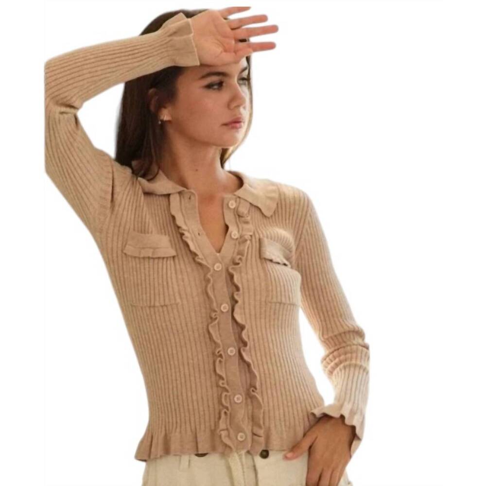 NEW LOVLOV scallop detail cardigan in ecru